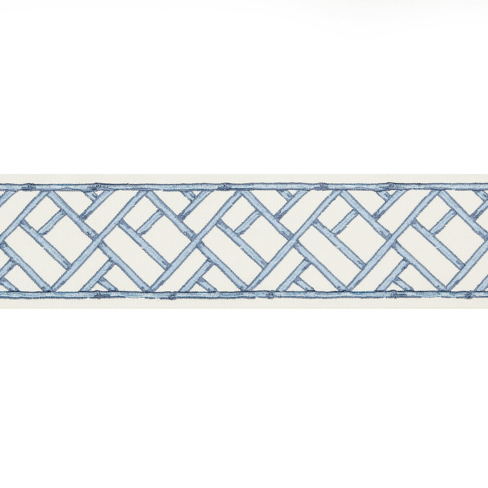 Torana Tape French Blue by Brunschwig & Fils Trim Brunschwig & Fils Trim Torana Tape French BlueTrim TREILLIS PASSEMENTERIE COTTON - 76%;VISCOSE - 24% India </p><p>Repeat: H: 3.75, V: 7.7 3.75 - Fabric Carolina -