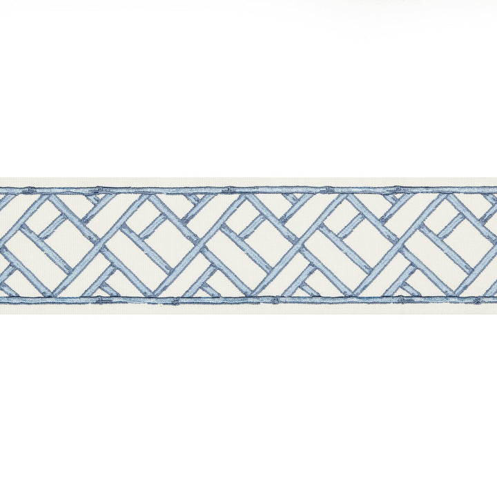 Torana Tape French Blue by Brunschwig & Fils Trim Brunschwig & Fils Trim Torana Tape French BlueTrim TREILLIS PASSEMENTERIE COTTON - 76%;VISCOSE - 24% India </p><p>Repeat: H: 3.75, V: 7.7 3.75 - Fabric Carolina -
