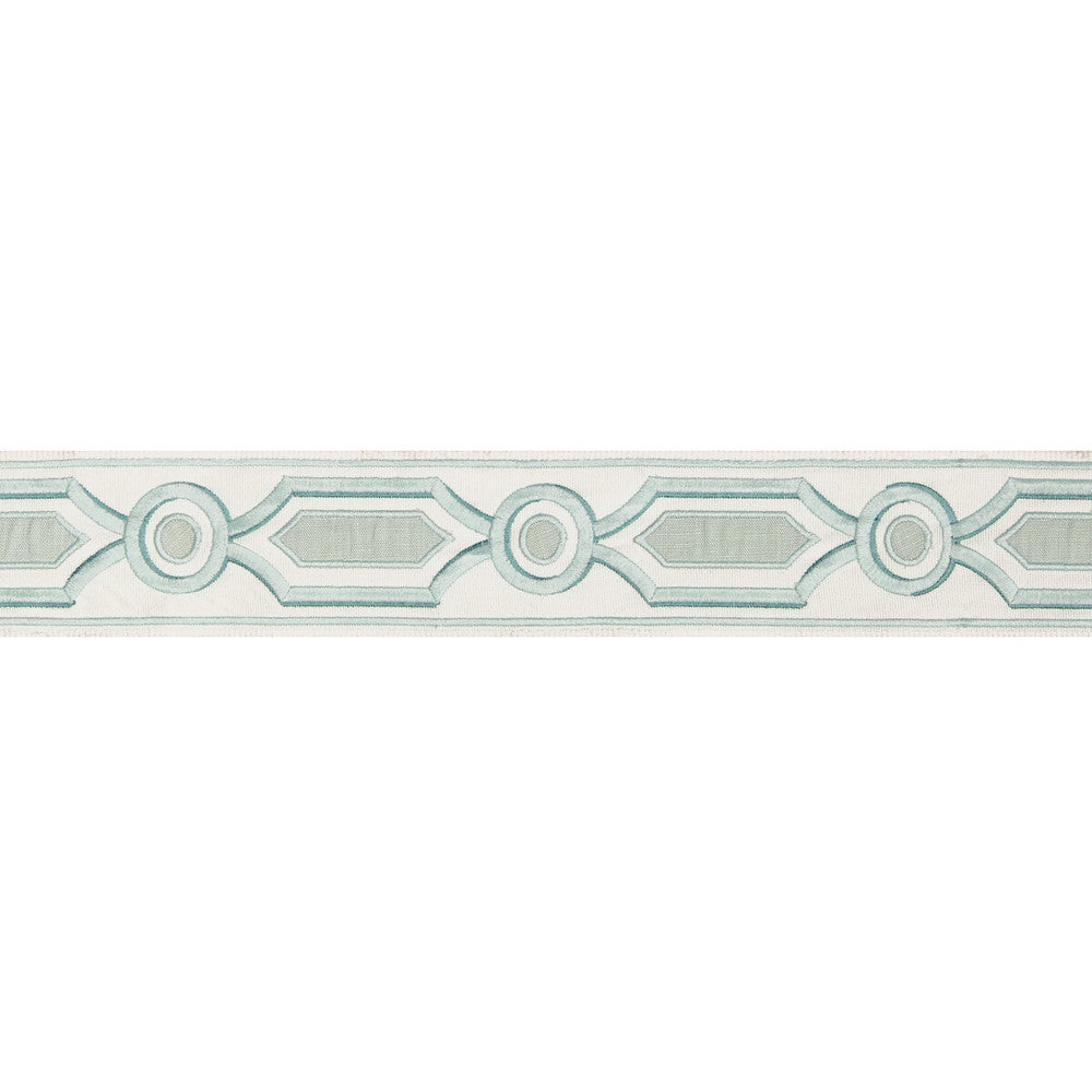 Ganden Tape Aqua by Brunschwig & Fils Trim Brunschwig & Fils Trim Ganden Tape AquaTrim TREILLIS PASSEMENTERIE POLYESTER - 76%;LINEN - 24% India </p><p>Repeat: H: 2.17, V: 5.12 2.17 - Fabric Carolina -