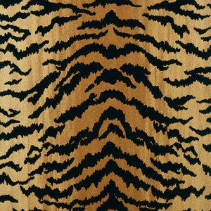 Tiger Flock Camel and Black T83062 by Thibaut Wallpaper