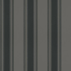 Brittany Stripe Charcoal T85051 by Thibaut Wallpaper
