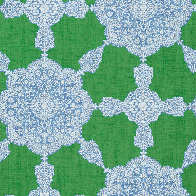 Medallion Paisley Blue and Green T88730 by Thibaut Wallpaper Thibaut Wallpaper Medallion Paisley Blue and Green T88730Wallpaper Trade Routes Wallpaper U.S.A. </p><p>Repeat: V: 27 27 - Fabric Carolina -