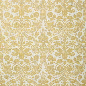Curtis Damask Metallic Gold on White T89116 by Thibaut Wallpaper