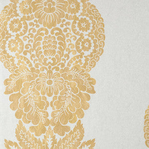 Rowan Damask Metallic Gold on Silver T89131 by Thibaut Wallpaper