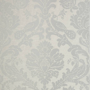 Passaro Damask Metallic Silver on Grey T89140 by Thibaut Wallpaper