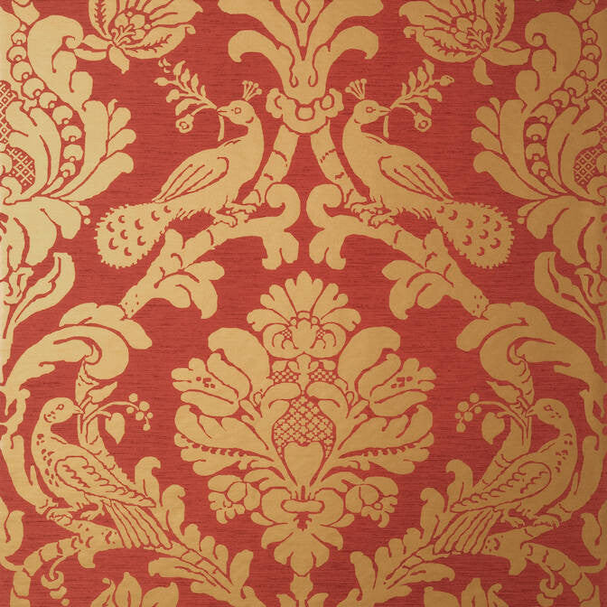 Passaro Damask Metallic Gold on Red T89142 by Thibaut Wallpaper Thibaut Wallpaper Passaro Damask Metallic Gold on Red T89142Wallpaper Damask Resource 4 Wallpaper U.S.A. </p><p>Repeat: V: 27 27 - Fabric Carolina -