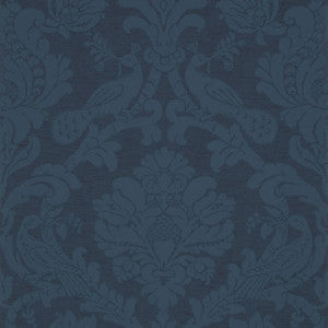 Passaro Damask Navy T89143 by Thibaut Wallpaper