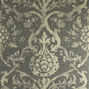 Pravata Damask Smoke on Foil T89177 by Thibaut Wallpaper