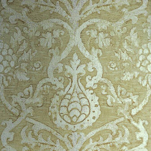Pravata Damask Champagne on Foil T89178 by Thibaut Wallpaper