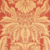 BEAUFORT DAMASK - Metallic on Red by Thibaut Wallpaper