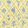 POSY - Blue on Yellow by Thibaut Wallpaper
