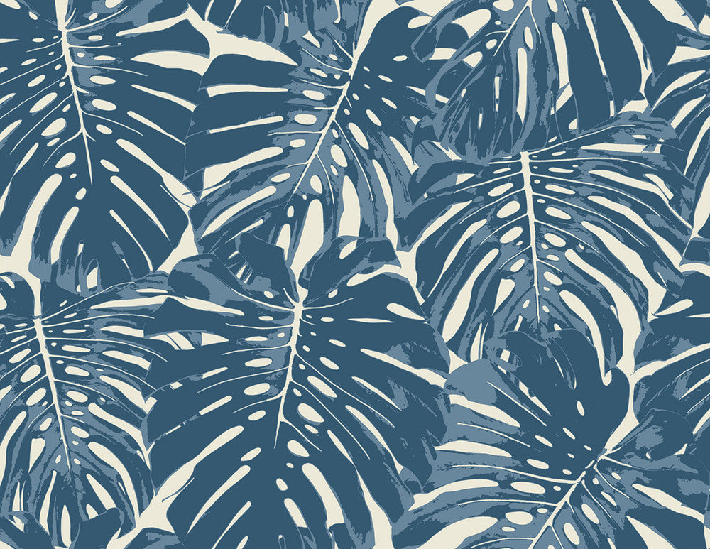 Jamaica Prussian Blue and White by Seabrook Wallpaper Tortuga United States 60.75 20.87" 27" - Fabric Carolina -