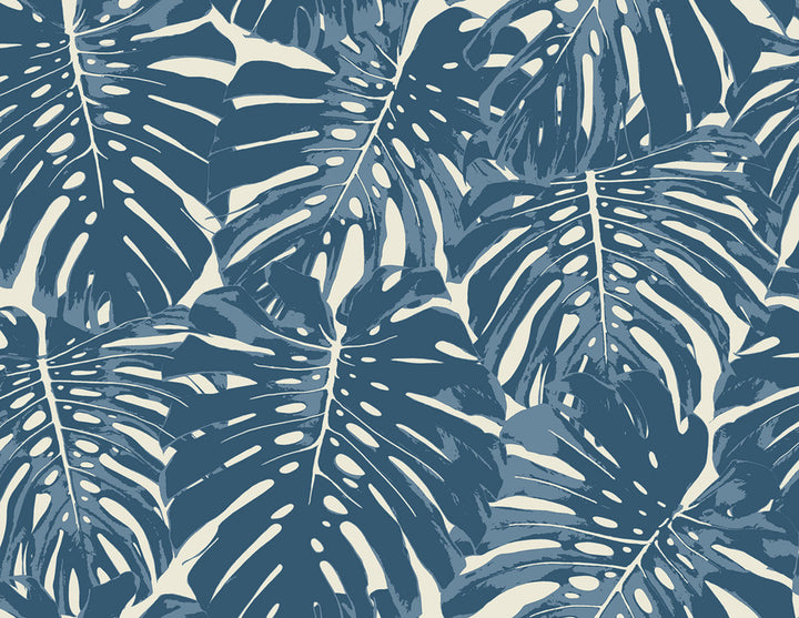 Jamaica Prussian Blue and White by Seabrook Wallpaper Tortuga United States 60.75 20.87" 27" - Fabric Carolina -