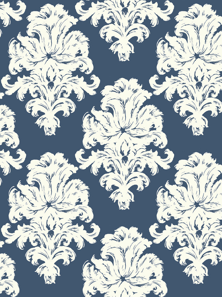 Montserrat Prussian Blue and White by Seabrook Wallpaper Tortuga United States 60.75 18" 27" - Fabric Carolina -