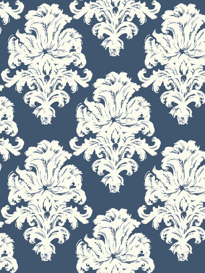 Montserrat Prussian Blue and White by Seabrook Wallpaper Tortuga United States 60.75 18" 27" - Fabric Carolina -