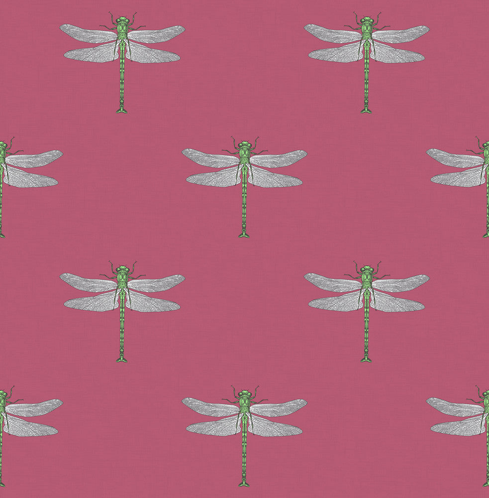Catalina Rose Pink, Green, Metallic Silver, and Black by Seabrook Wallpaper Tortuga United States 56.05 10.4" 20.5" - Fabric Carolina -