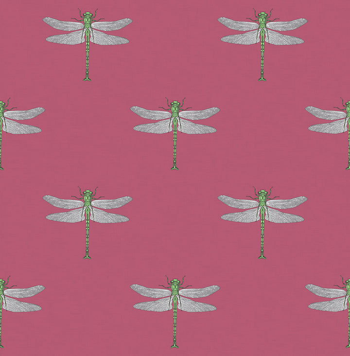 Catalina Rose Pink, Green, Metallic Silver, and Black by Seabrook Wallpaper Tortuga United States 56.05 10.4" 20.5" - Fabric Carolina -