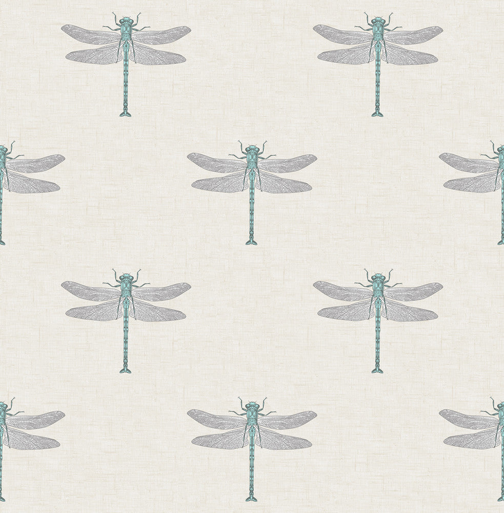 Catalina Off-White, Blue, Metallic Silver, and Black by Seabrook Wallpaper Tortuga United States 56.05 10.4" 20.5" - Fabric Carolina -