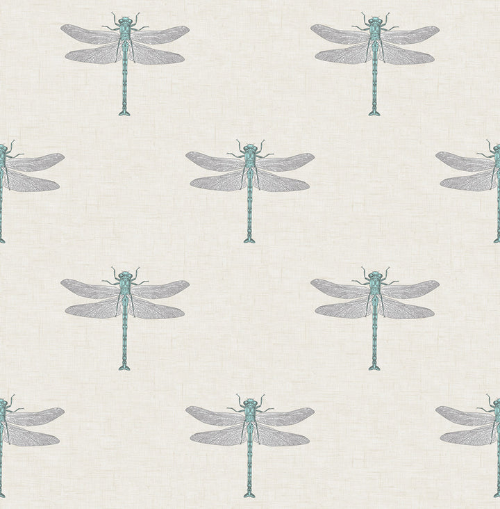 Catalina Off-White, Blue, Metallic Silver, and Black by Seabrook Wallpaper Tortuga United States 56.05 10.4" 20.5" - Fabric Carolina -