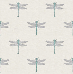 Catalina Off-White, Blue, Metallic Silver, and Black by Seabrook Wallpaper