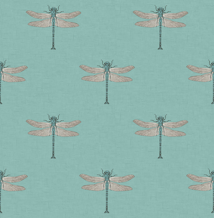 Catalina Teal, Orange, Metallic Silver, and Black by Seabrook Wallpaper Tortuga United States 56.05 10.4" 20.5" - Fabric Carolina -