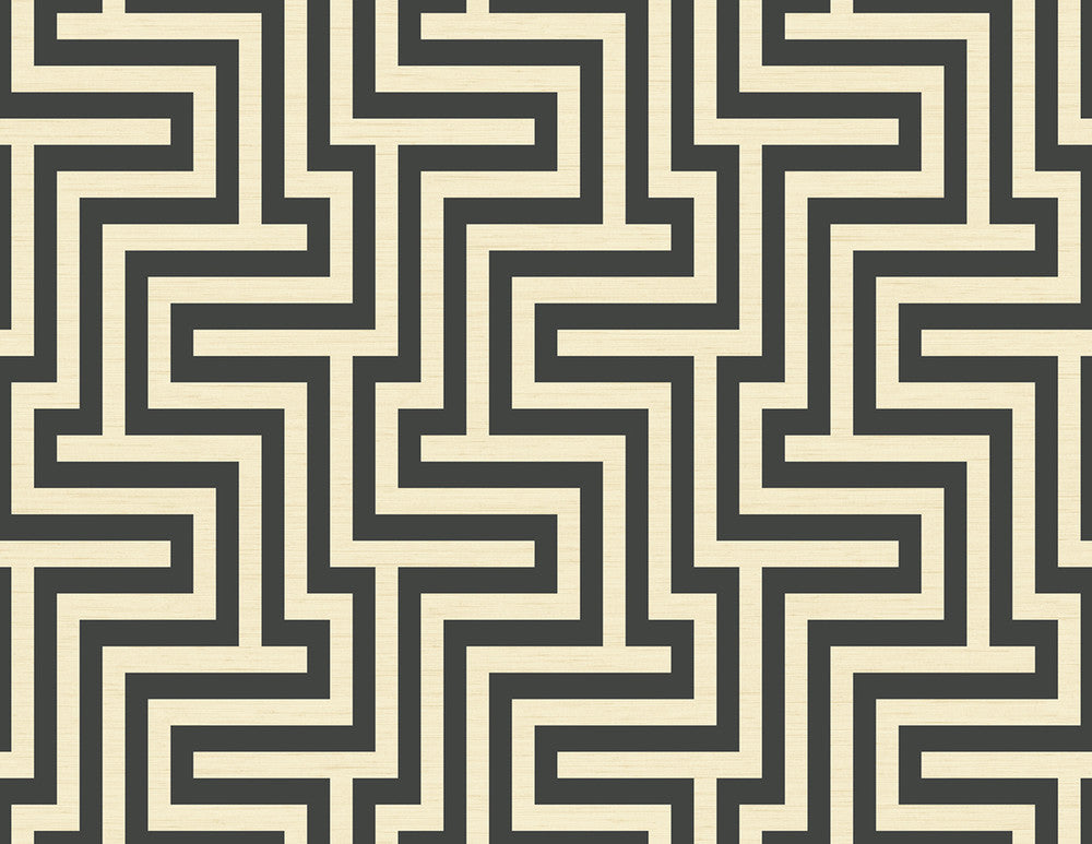 Martinique Black and Off-White by Seabrook Wallpaper Tortuga United States 60.75 10.4" 27" - Fabric Carolina -