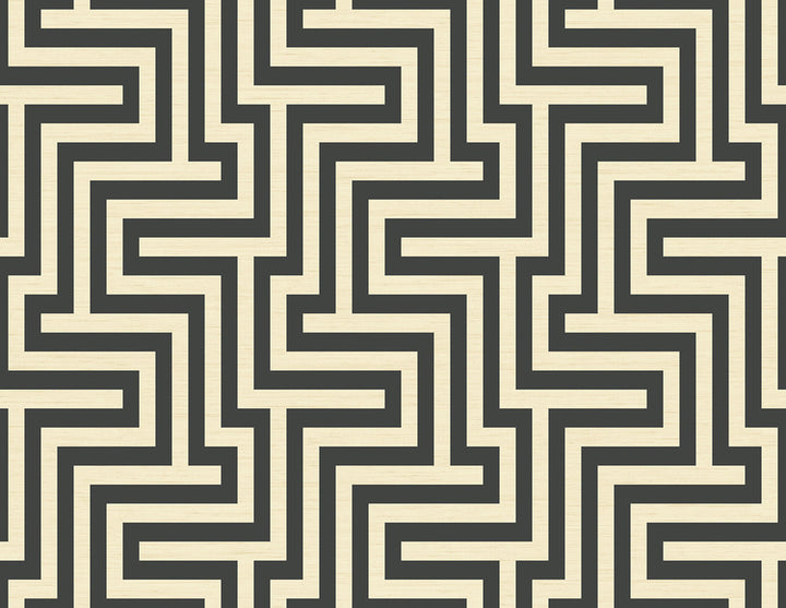 Martinique Black and Off-White by Seabrook Wallpaper Tortuga United States 60.75 10.4" 27" - Fabric Carolina -