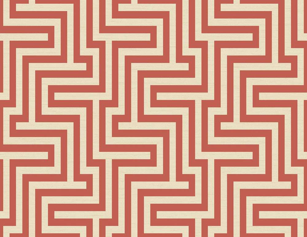 Martinique Rust Orange and Off-White by Seabrook Wallpaper Tortuga United States 60.75 10.4" 27" - Fabric Carolina -