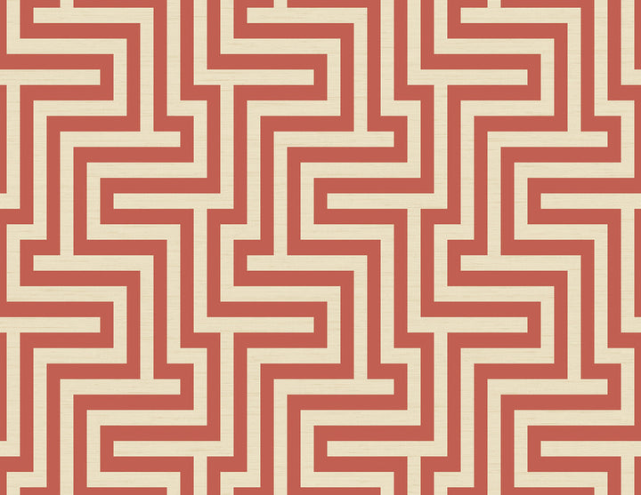 Martinique Rust Orange and Off-White by Seabrook Wallpaper Tortuga United States 60.75 10.4" 27" - Fabric Carolina -
