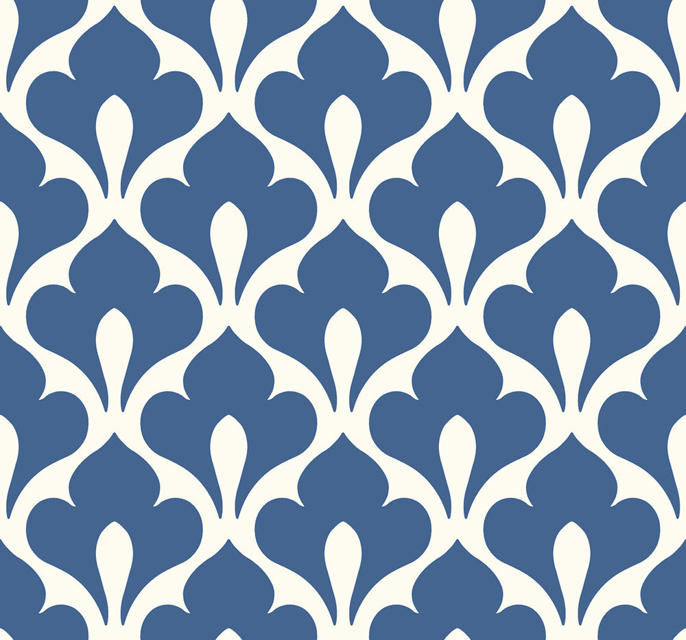 Grenada Prussian Blue and White by Seabrook Wallpaper Tortuga United States 60.75 8.4" 27" - Fabric Carolina -