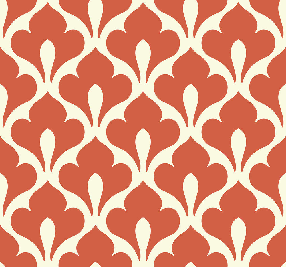 Grenada Portland Orange and Off-White by Seabrook Wallpaper Tortuga United States 60.75 8.4" 27" - Fabric Carolina -