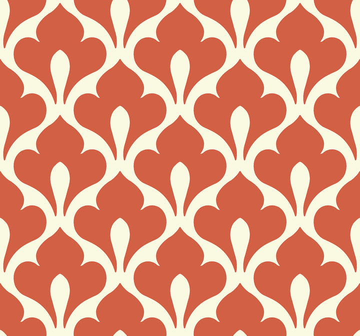 Grenada Portland Orange and Off-White by Seabrook Wallpaper Tortuga United States 60.75 8.4" 27" - Fabric Carolina -