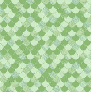 Catalina Scales Pear Green, Mint, and Metallic by Seabrook Wallpaper