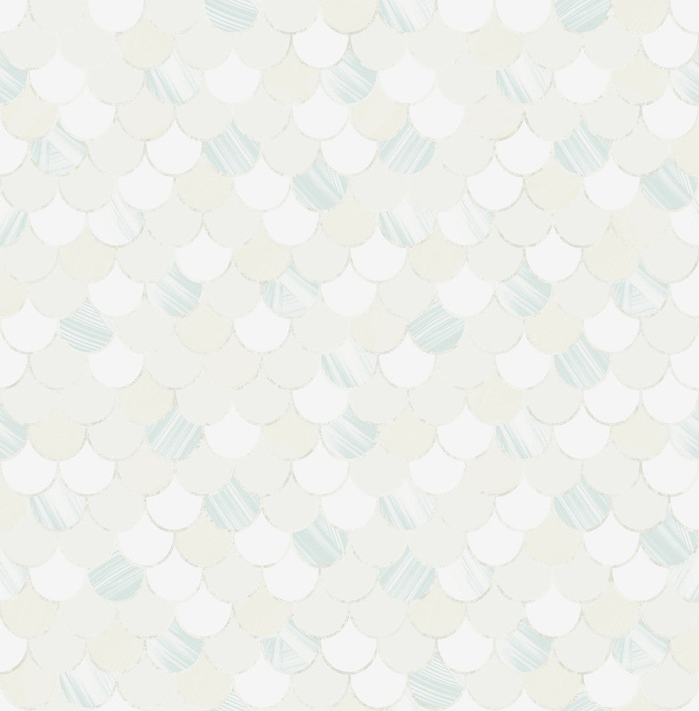 Catalina Scales Light Blue, Metallic, and White by Seabrook Wallpaper Tortuga United States 56.05 20.87" 20.5" - Fabric Carolina -