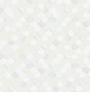 Catalina Scales Light Blue, Metallic, and White by Seabrook Wallpaper