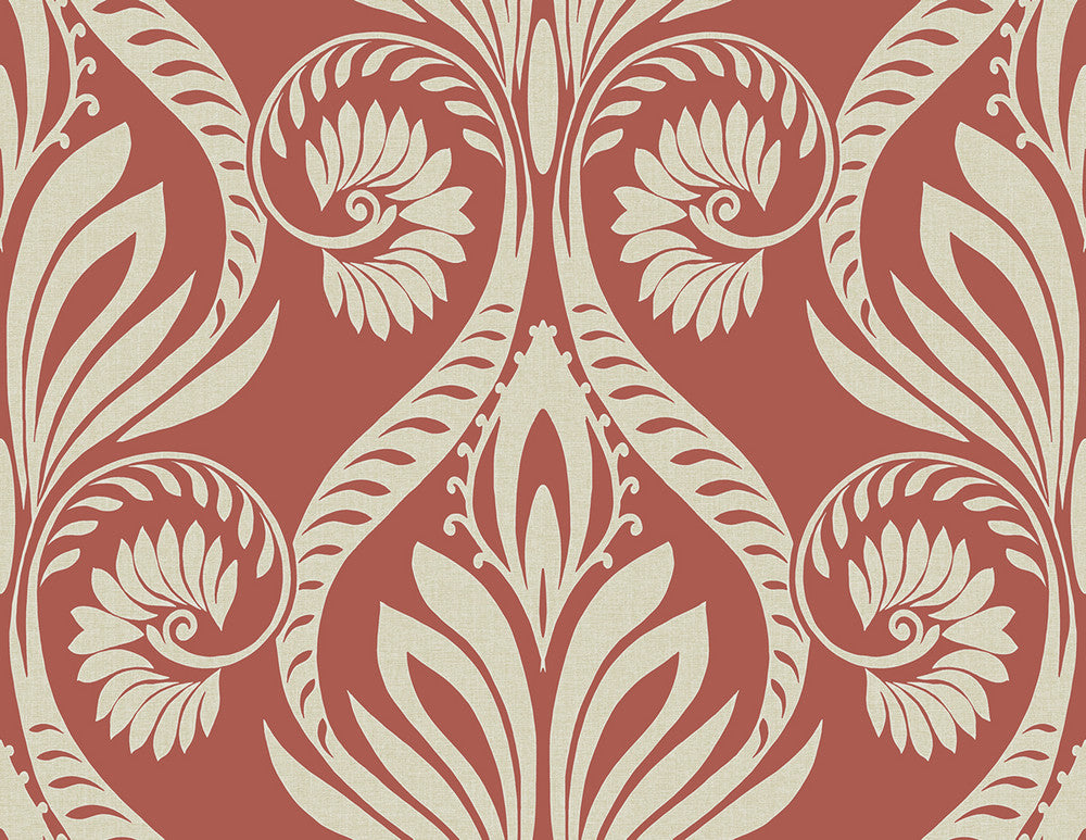Bonaire Scarlet Red and Off-White by Seabrook Wallpaper Tortuga United States 60.75 20.87" 27" - Fabric Carolina -