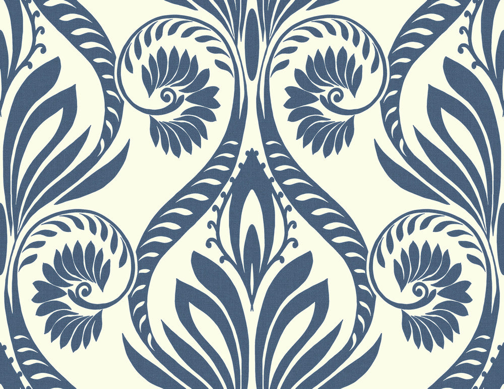 Bonaire Navy Blue and White by Seabrook Wallpaper Tortuga United States 60.75 20.87" 27" - Fabric Carolina -