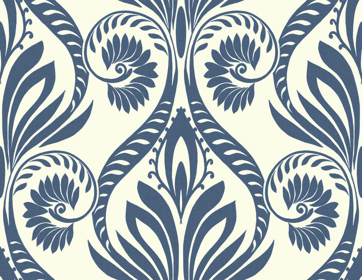 Bonaire Navy Blue and White by Seabrook Wallpaper Tortuga United States 60.75 20.87" 27" - Fabric Carolina -