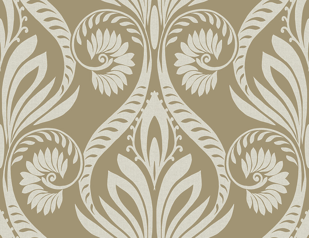 Bonaire Metallic Gold and Off-White by Seabrook Wallpaper Tortuga United States 60.75 20.87" 27" - Fabric Carolina -
