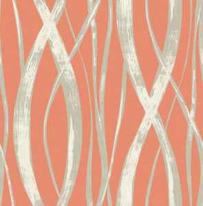 Barbados Portland Orange, Gray, and White by Seabrook Wallpaper