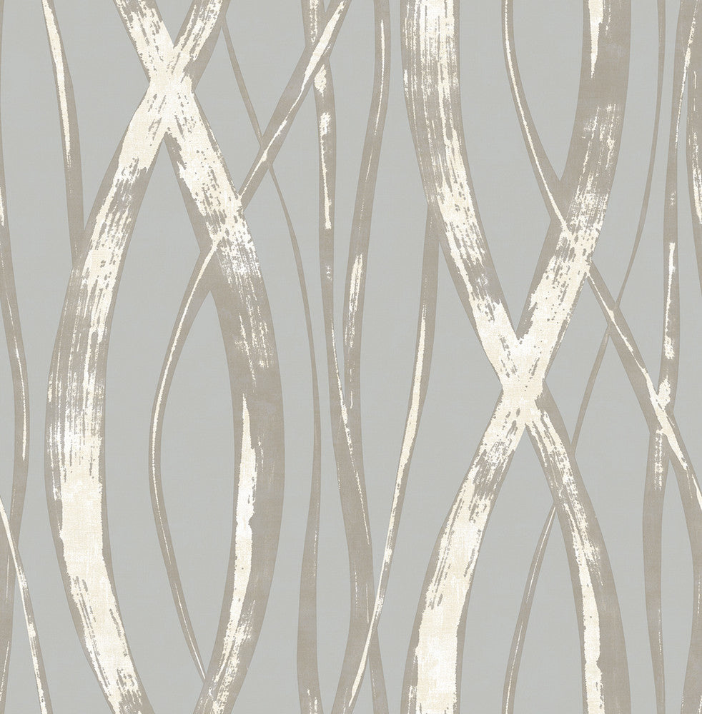 Barbados Gray, Metallic Silver, and White by Seabrook Wallpaper Tortuga United States 56.05 20.87" 20.5" - Fabric Carolina -