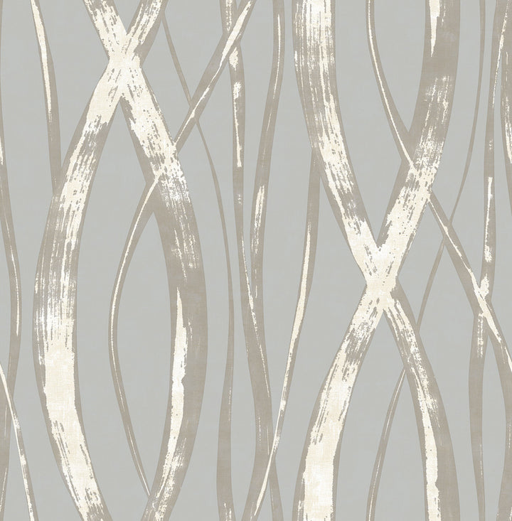 Barbados Gray, Metallic Silver, and White by Seabrook Wallpaper Tortuga United States 56.05 20.87" 20.5" - Fabric Carolina -