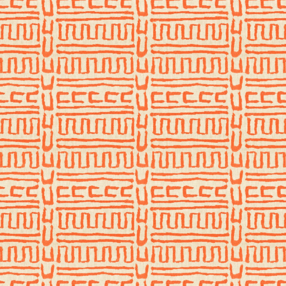 Talbot 1 Terracotta by Stout Designer Fabric Rainbow Library Mango/Cayenne 58% Polyester 42% Cotton Polyester Embroidery INDIA WYZENBEEK WEAR TEST (LIGHT DUTY) Horizontal: 9 and Vertical: 9 51 in - Swanky Fabrics -