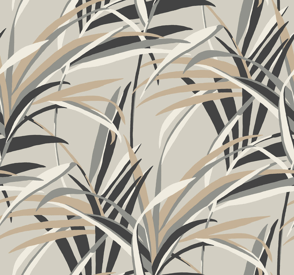 Tropical Paradise Taupe Wallpaper by York Wallcoverings Tropics Resource Library Covers about 60.8 square feet 27-in by 27-ft long roll Prepasted 25.25 - Fabric Carolina -