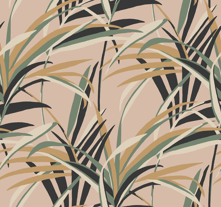 Tropical Paradise Blush Wallpaper by York Wallcoverings Tropics Resource Library Covers about 60.8 square feet 27-in by 27-ft long roll Prepasted 25.25 - Fabric Carolina -