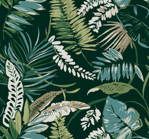Tropical Toss Dark Green Wallpaper by York Wallcoverings