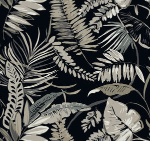 Tropical Toss Black Wallpaper by York Wallcoverings