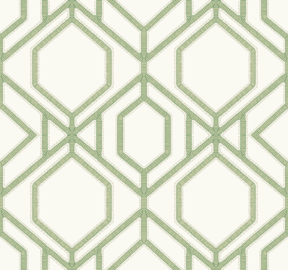 Sawgrass Trellis Green Wallpaper by York Wallcoverings Earthy Tones Covers about 60.8 square feet 27-in by 27-ft long roll Prepasted 25.25 - Fabric Carolina -