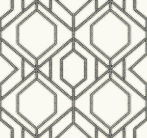 Sawgrass Trellis White & Grey Wallpaper by York Wallcoverings