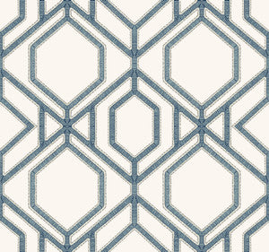 Sawgrass Trellis White & Blue Wallpaper by York Wallcoverings
